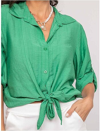 Camicia a maniche corte annodata OVELIE