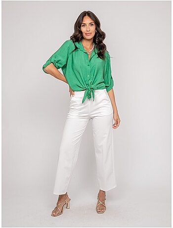 Camicia a maniche corte annodata OVELIE