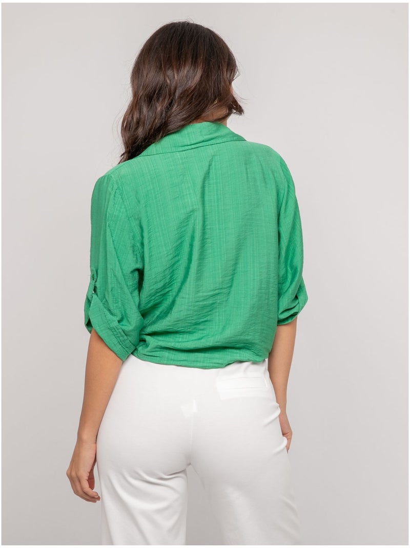 Camicia a maniche corte annodata OVELIE Verde - Kiabi