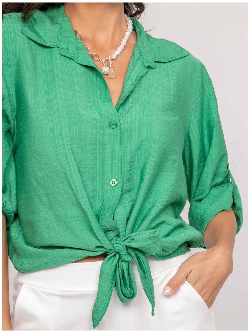 Camicia a maniche corte annodata OVELIE Verde - Kiabi