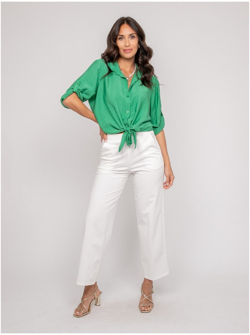 Camicia a maniche corte annodata OVELIE Verde - Kiabi