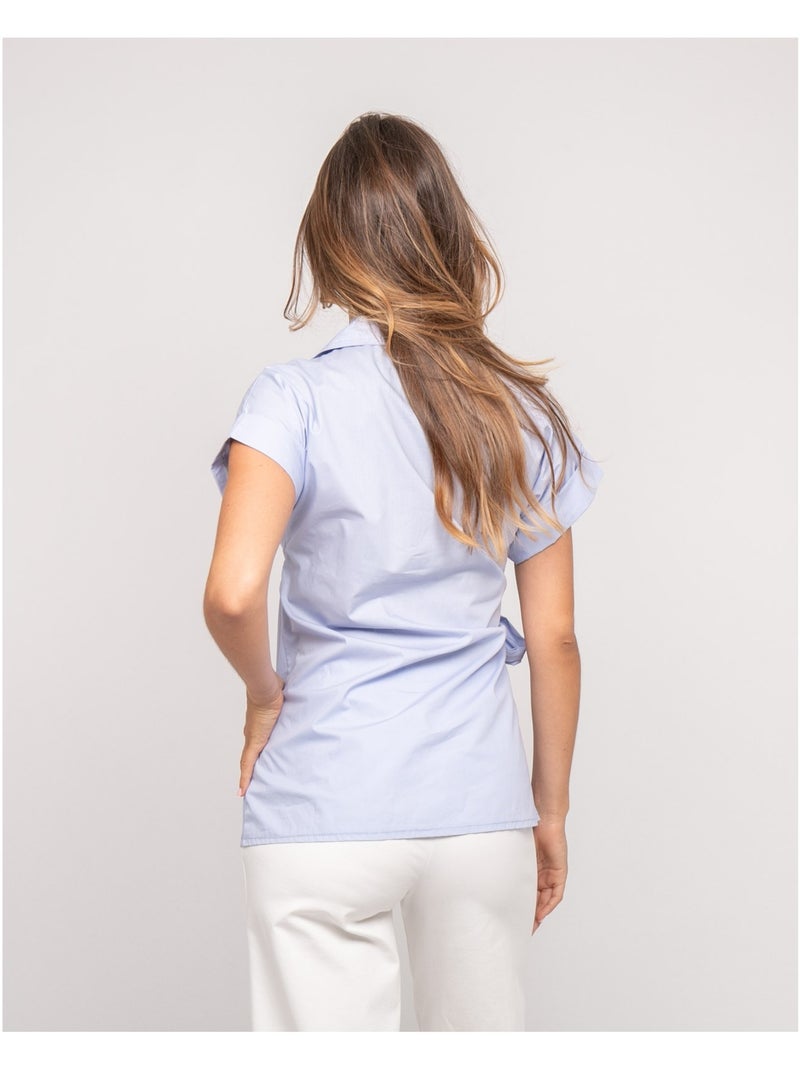 Camicia a maniche corte annodata sul lato OMERVA Blu - Kiabi