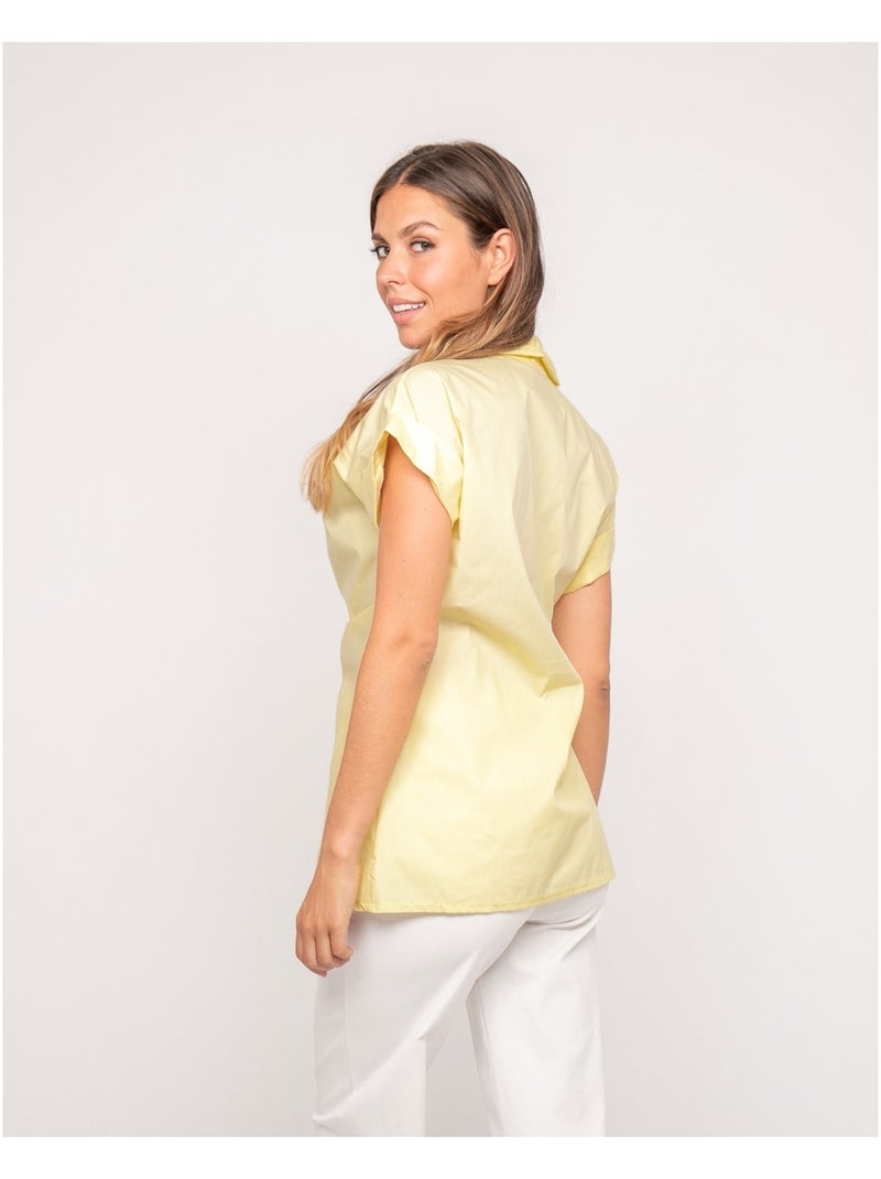 Camicia a maniche corte annodata sul lato OMERVA Giallo - Kiabi