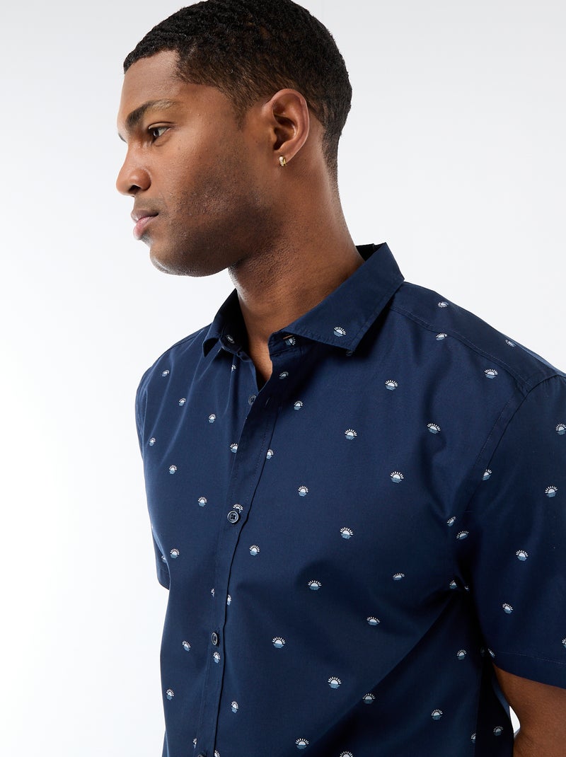 Camicia a maniche corte con apertura abbottonata Blu - Kiabi