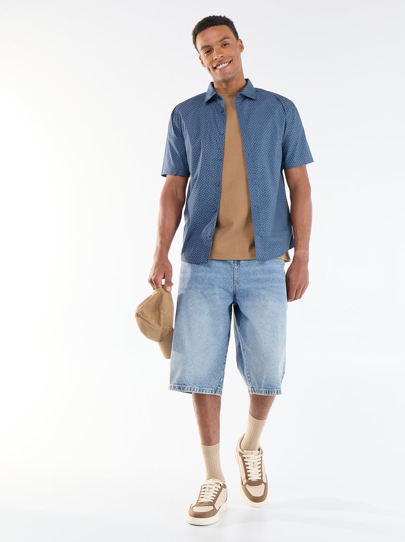 Camicia a maniche corte con apertura abbottonata Blu - Kiabi