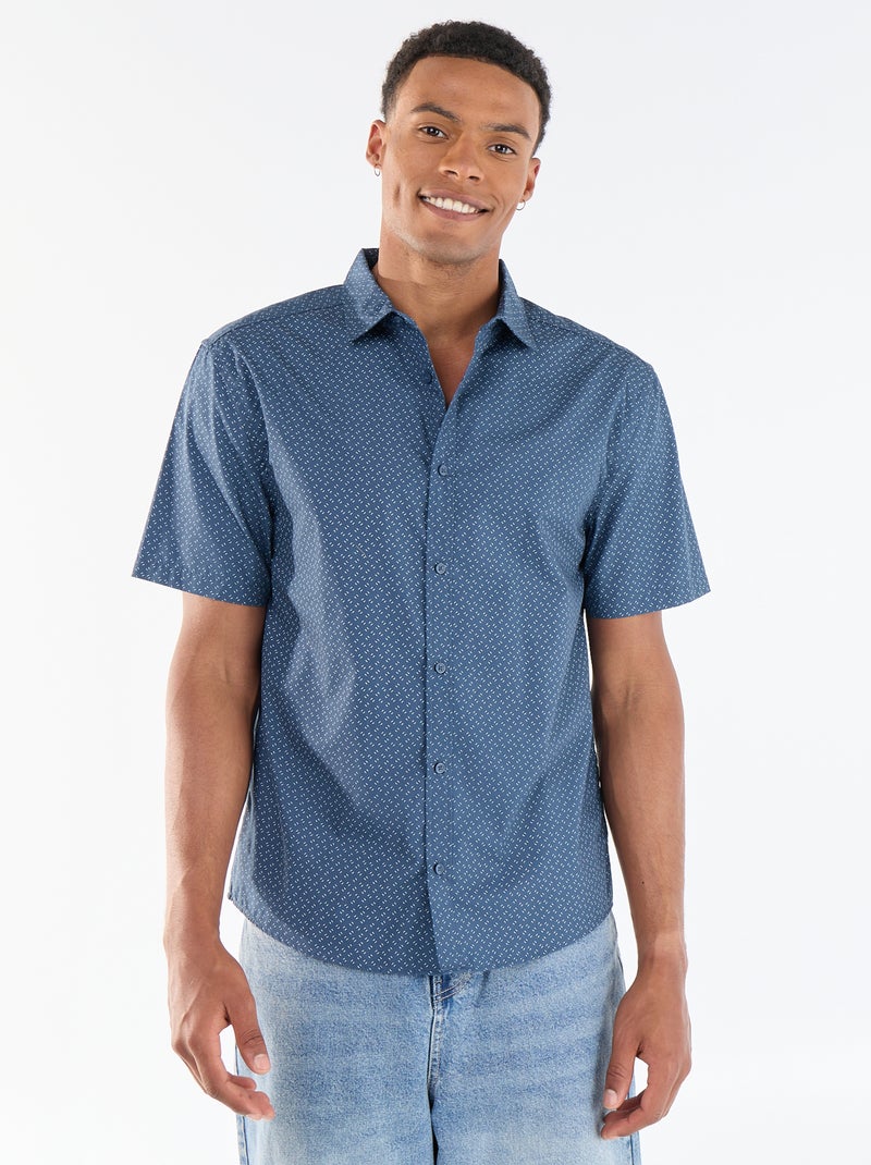 Camicia a maniche corte con apertura abbottonata Blu - Kiabi