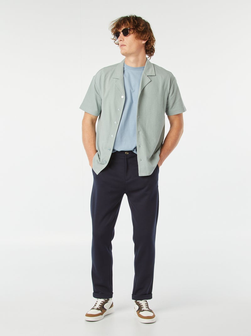 Camicia a maniche corte con collo a polo blu - Kiabi