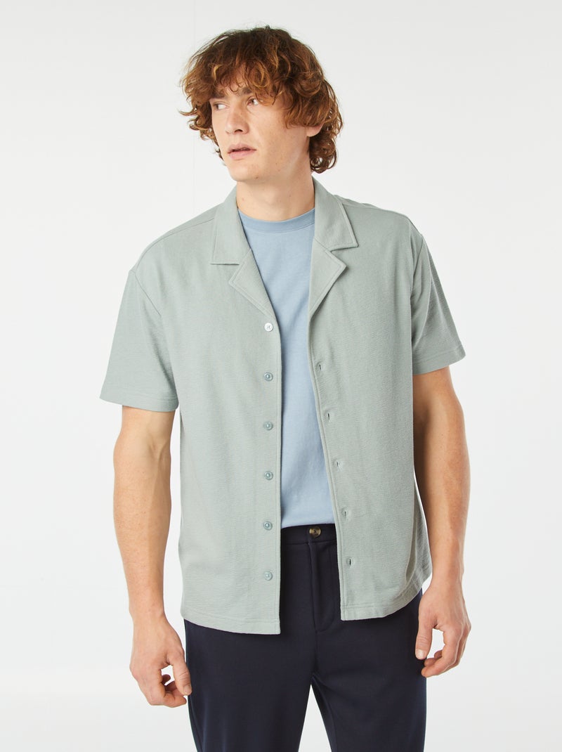 Camicia a maniche corte con collo a polo blu - Kiabi