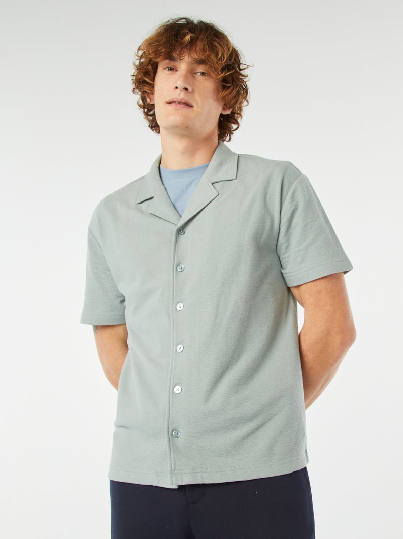 Camicia a maniche corte con collo a polo blu - Kiabi