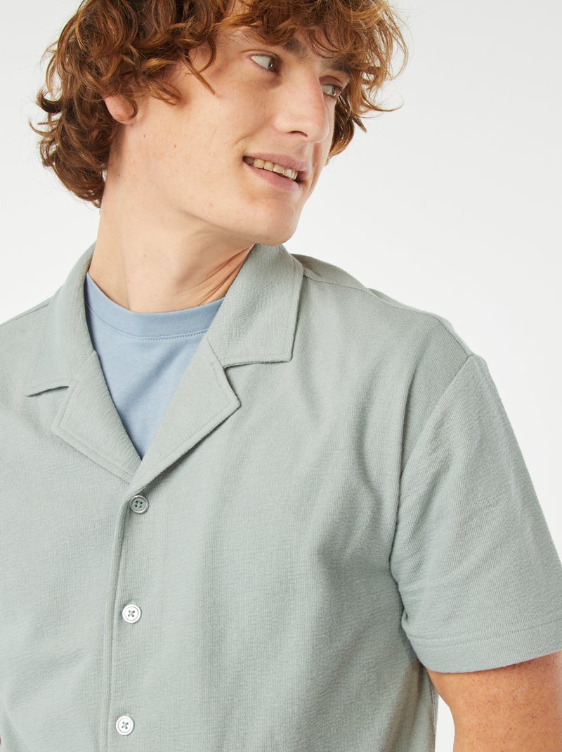 Camicia a maniche corte con collo a polo blu - Kiabi