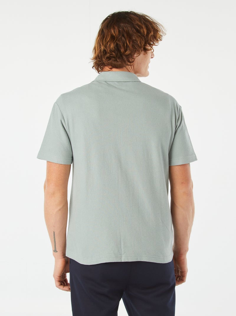 Camicia a maniche corte con collo a polo blu - Kiabi