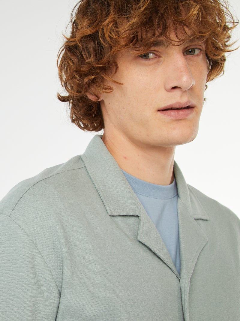 Camicia a maniche corte con collo a polo blu - Kiabi