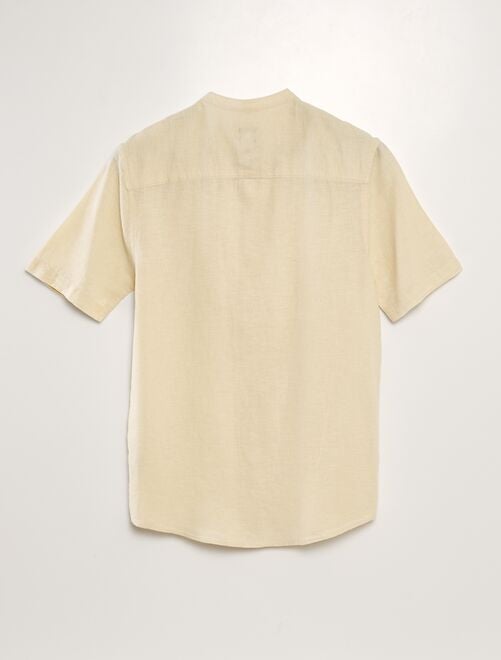 Nizza Camicia Coreana In Puro Lino Militare