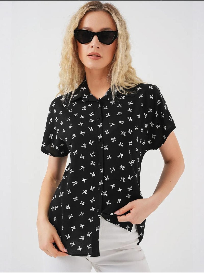 Camicia a maniche corte con fantasia bdart Nero - Kiabi