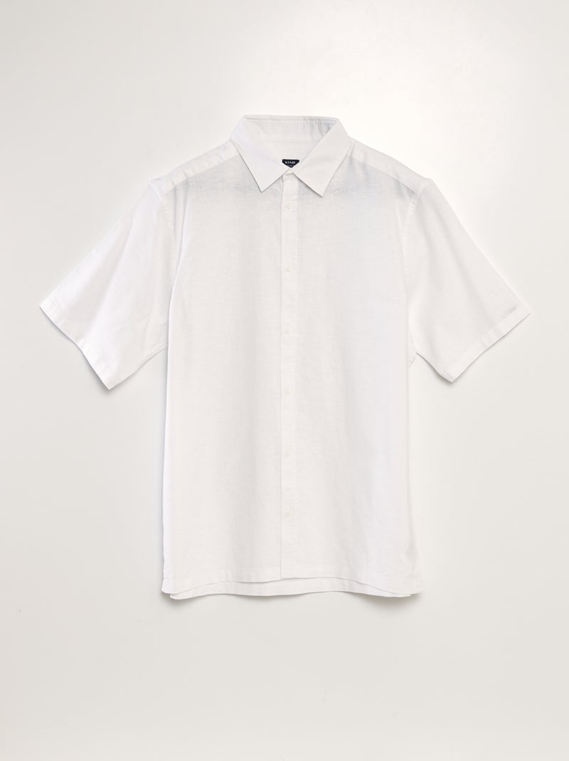 Camicia a maniche corte con lino bianco - Kiabi