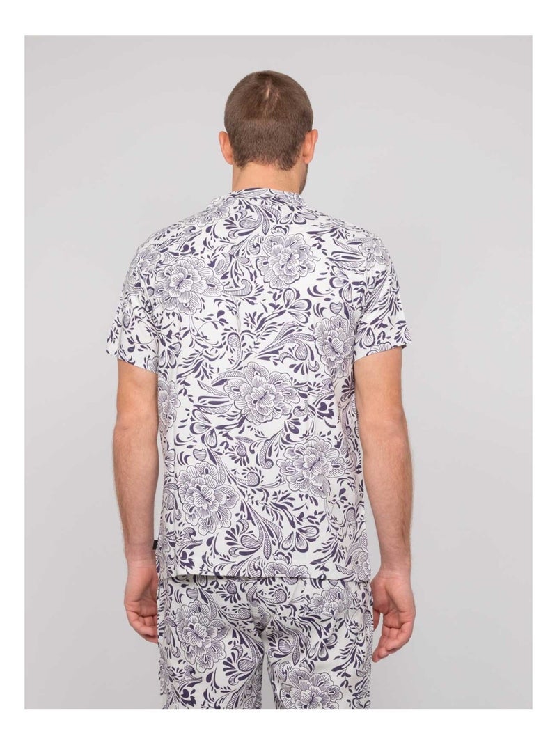 Camicia a maniche corte con motivi DONUPO Ecru - Kiabi