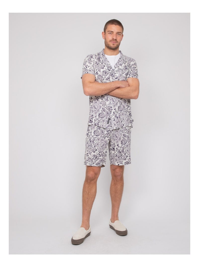 Camicia a maniche corte con motivi DONUPO Ecru - Kiabi