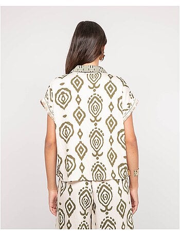 Camicia a maniche corte con motivi OFELIA