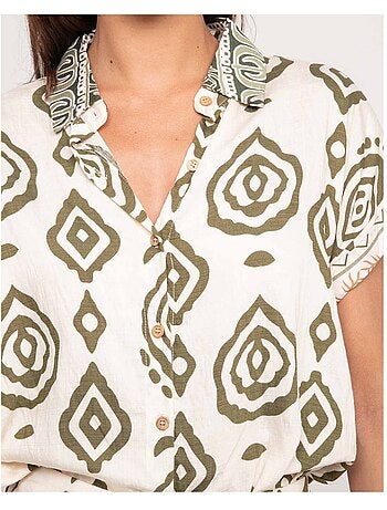 Camicia a maniche corte con motivi OFELIA