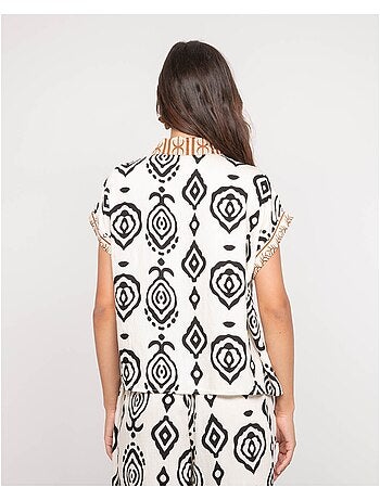 Camicia a maniche corte con motivi OFELIA