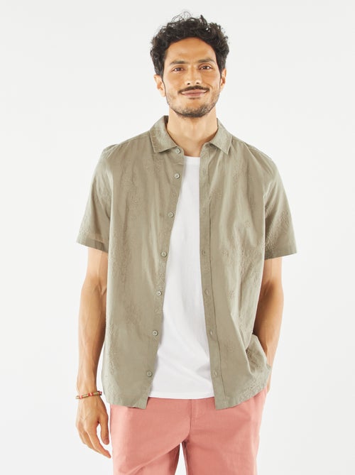 Camicia a maniche corte con motivi ricamati - Kiabi