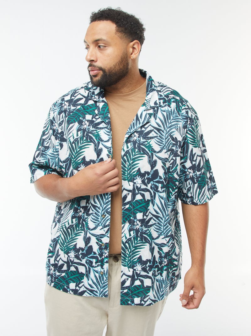 Camicia a maniche corte con motivo a fiori Blu - Kiabi