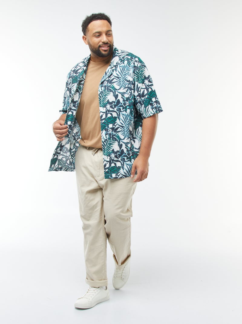 Camicia a maniche corte con motivo a fiori Blu - Kiabi