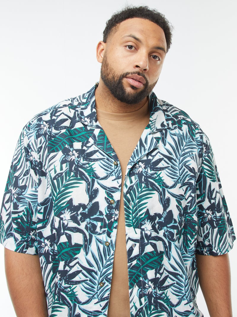 Camicia a maniche corte con motivo a fiori Blu - Kiabi