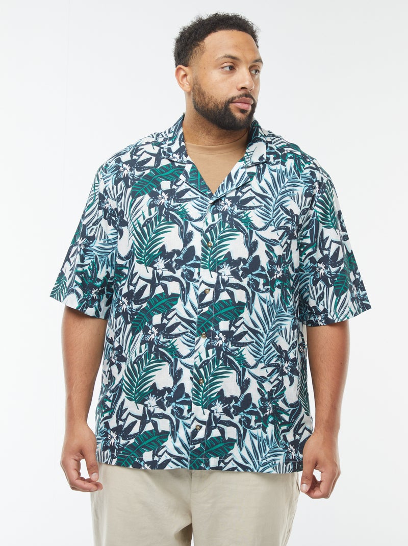 Camicia a maniche corte con motivo a fiori Blu - Kiabi