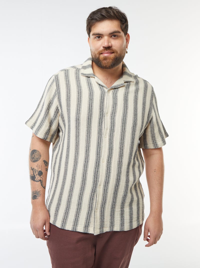 Camicia a maniche corte con motivo a righe Bianco - Kiabi