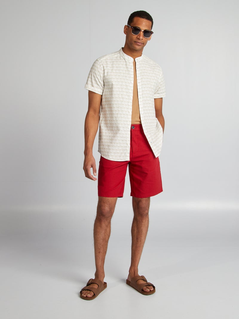 Camicia a maniche corte con motivo BEIGE - Kiabi