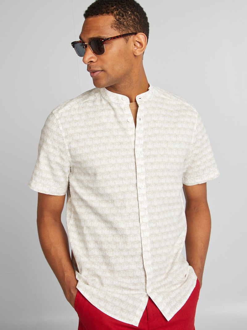 Camicia a maniche corte con motivo BEIGE - Kiabi