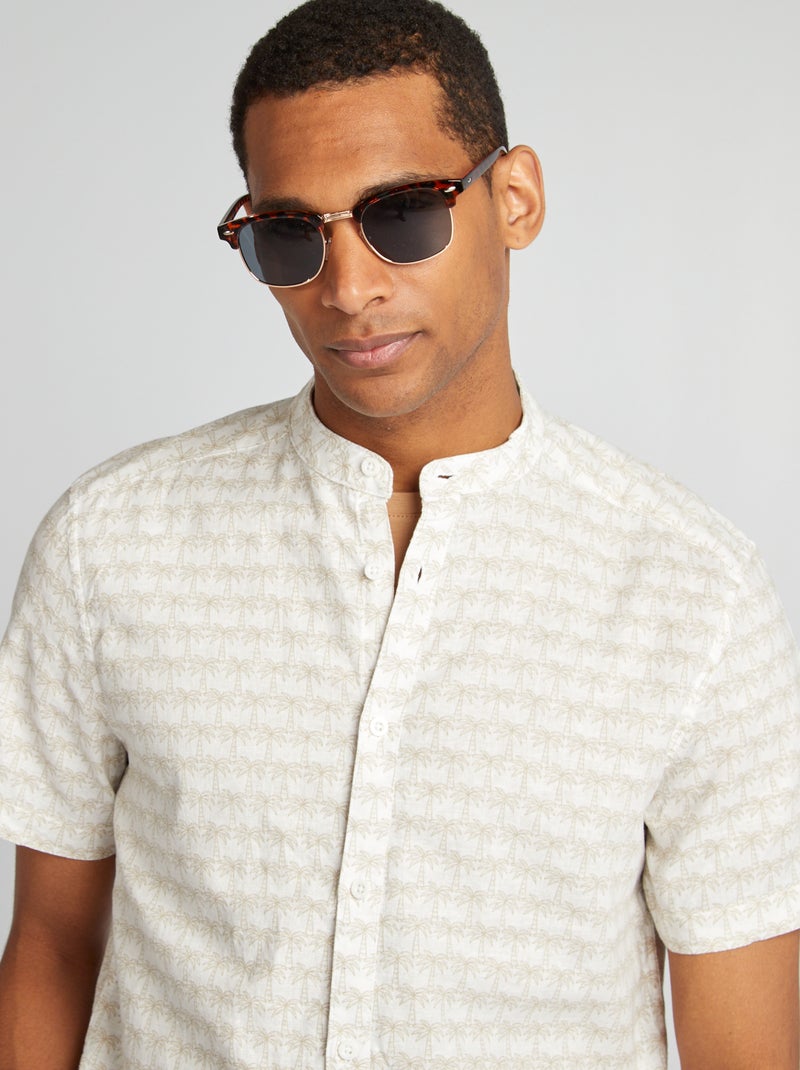 Camicia a maniche corte con motivo BEIGE - Kiabi