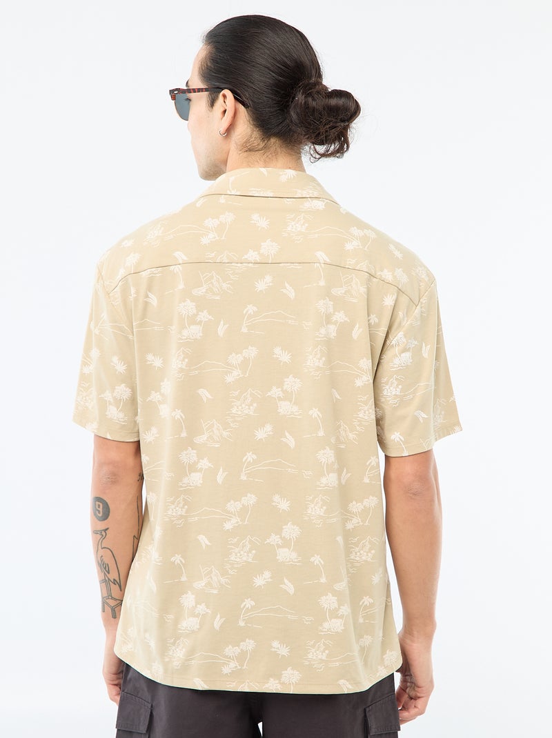 Camicia a maniche corte con motivo Beige - Kiabi