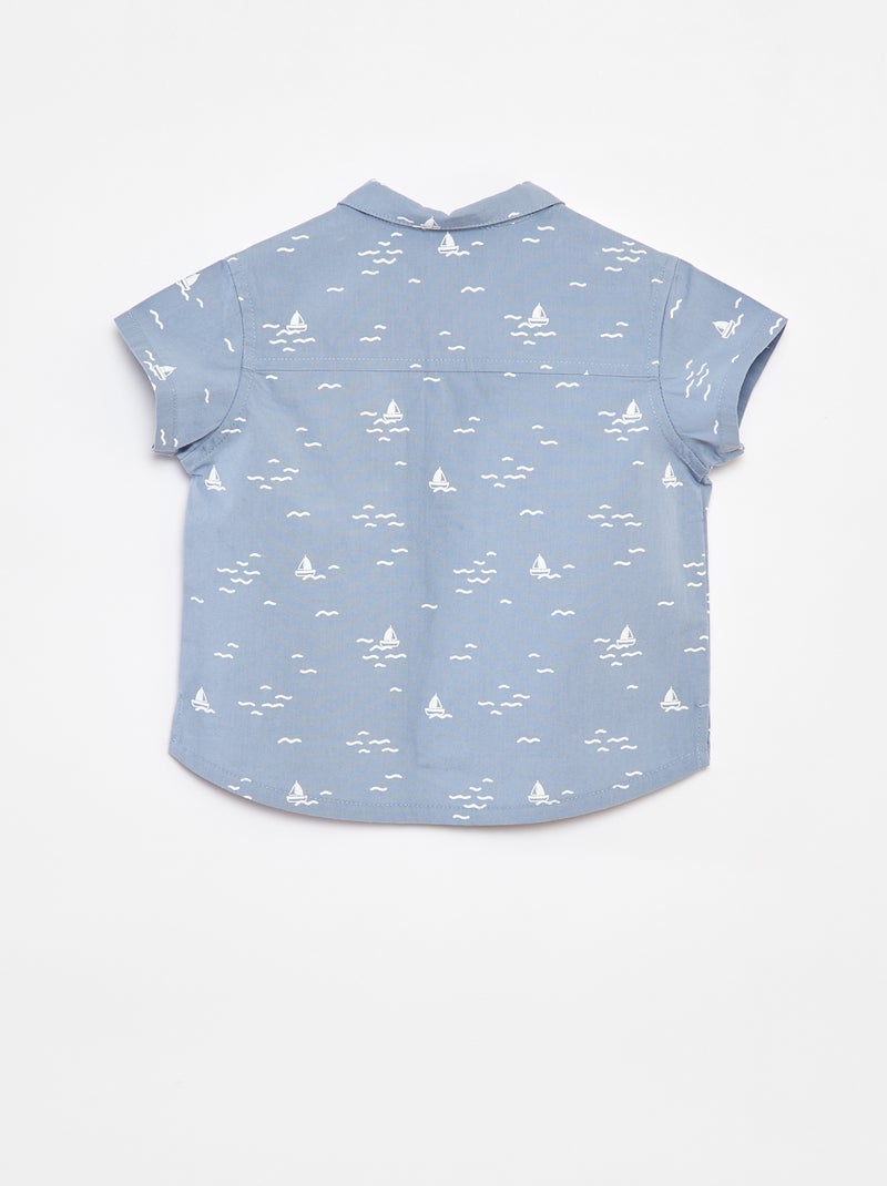 Camicia a maniche corte con motivo Blu - Kiabi