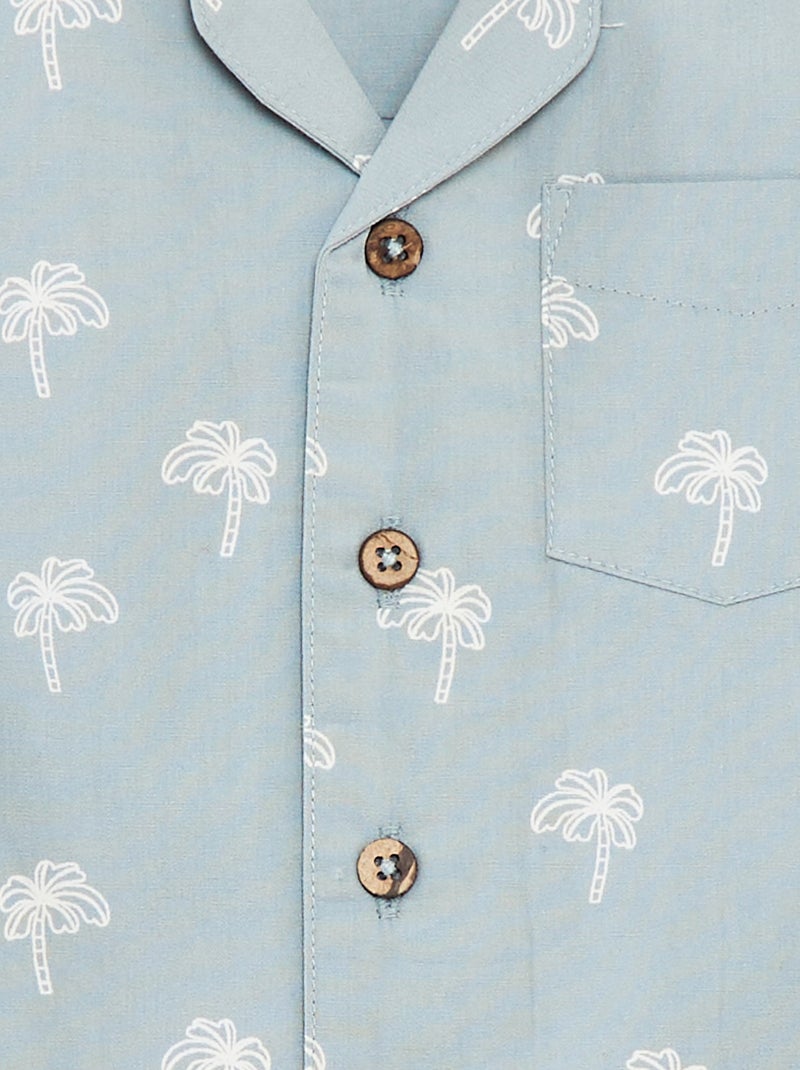 Camicia a maniche corte con motivo Blu - Kiabi