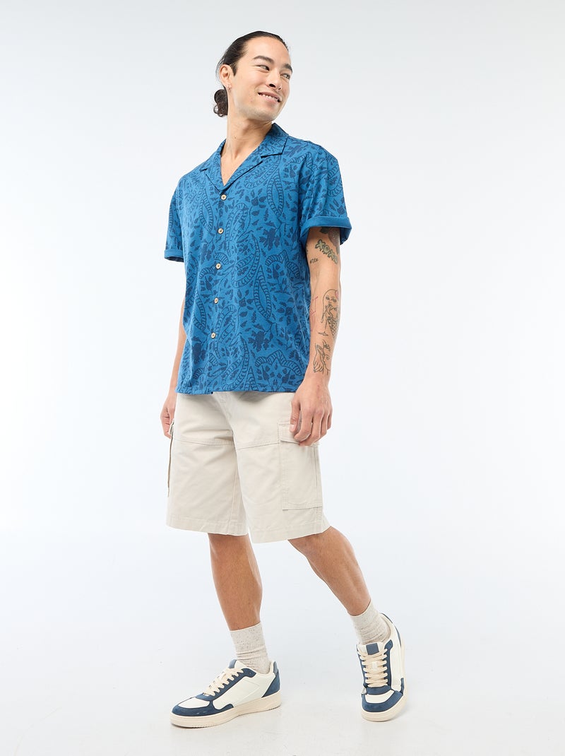 Camicia a maniche corte con motivo Blu - Kiabi