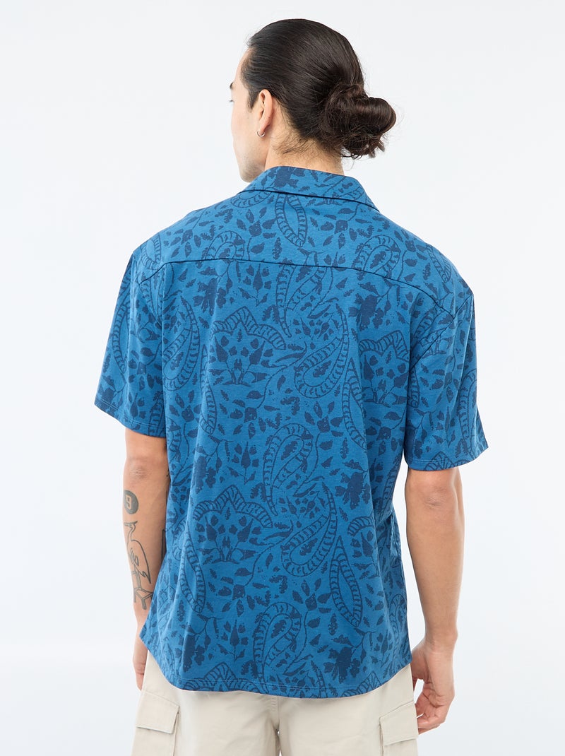 Camicia a maniche corte con motivo Blu - Kiabi