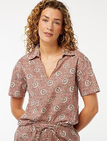 Camicia a maniche corte con motivo floreale