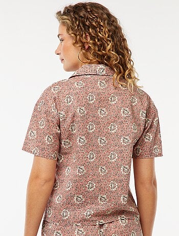 Camicia a maniche corte con motivo floreale