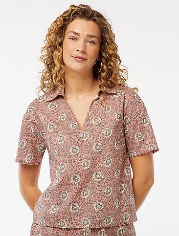 Camicia a maniche corte con motivo floreale