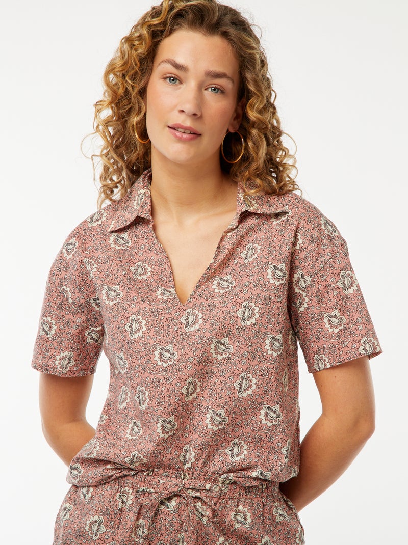 Camicia a maniche corte con motivo floreale Rosa - Kiabi
