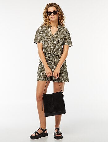 Camicia a maniche corte con motivo floreale