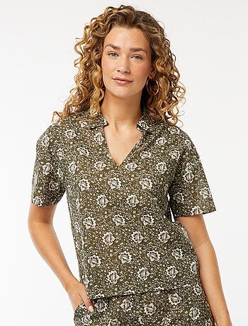 Camicia a maniche corte con motivo floreale