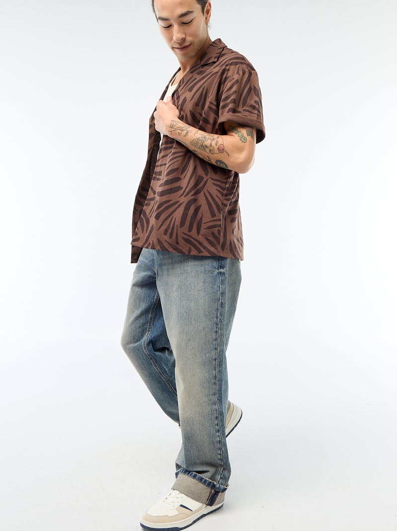 Camicia a maniche corte con motivo Marrone - Kiabi