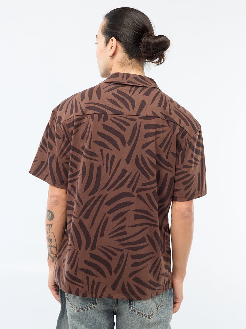 Camicia a maniche corte con motivo Marrone - Kiabi