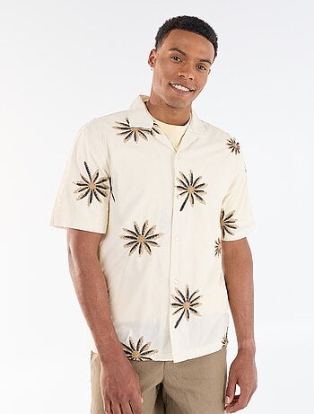 Camicia a maniche corte con motivo ricamato