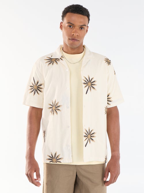 Camicia a maniche corte con motivo ricamato - Kiabi