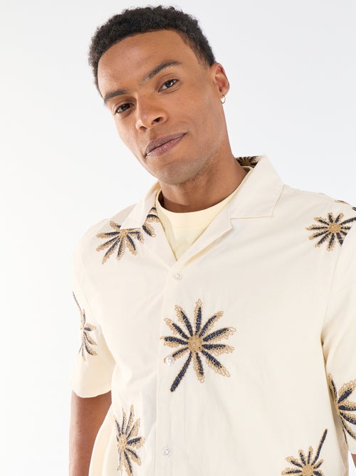Camicia a maniche corte con motivo ricamato - Kiabi