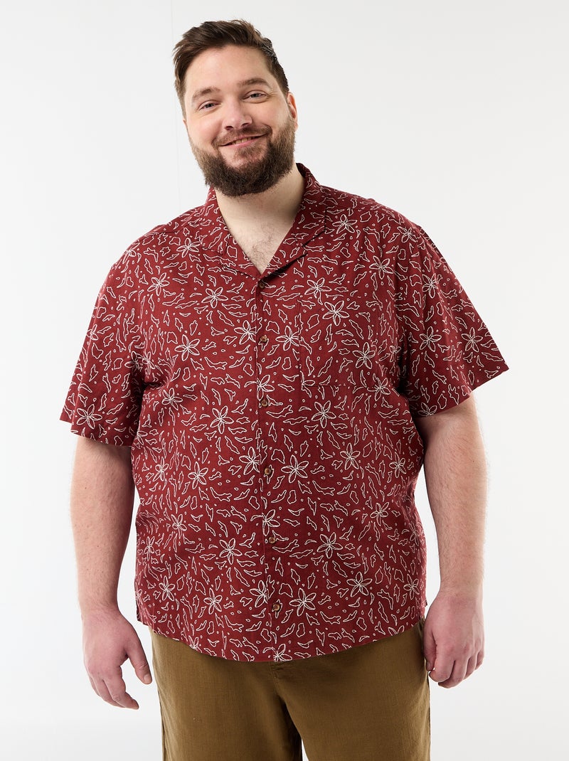 Camicia a maniche corte con motivo Rosso - Kiabi